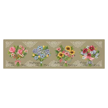 Amishop Aukso Surinkimo Skaičiuojami Kryželiu Rinkinys Puokštė Rožių Ir Žiedas Hydrangea Saulėgrąžų Tulpės Gėlių Gėlių, TAIP G121