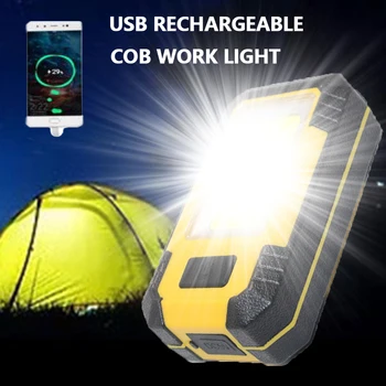USB Įkrovimo COB Darbą Šviesos Super Ryškus LED Žibintuvėlis atsparus Vandeniui Kempingas Lempa su įmontuota Baterija magnetas Stipri Šviesa
