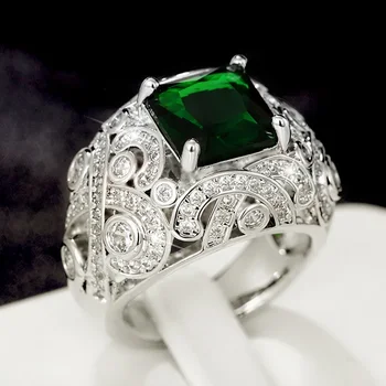 2023 Smaragdas Žiedas Naujas Prabangių Senovinių Moterų Ryškiai Žalia Cirkonis Šalies Reikmenys, Papuošalai Subtilūs Dovana