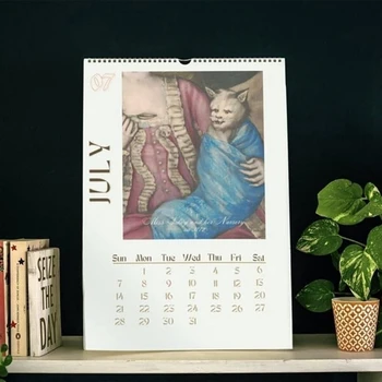 Katė Sieninis Kalendorius 2024,2024 Juokinga Renesanso Kačių Kalendoriaus, Kabo Sieninis Kalendorius, 12 Mėnesių Kačių Kalendoriai Su Netoks Patvarus