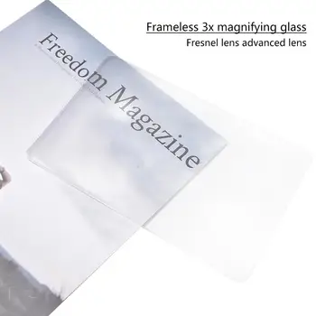 Nešiojamosios Rankinės Frameless 3X didinamasis stiklas Frenelio Lęšio Premium Objektyvas Skaityti Mažų Spaudinių ir silpnaregiams Senjorams Ranka