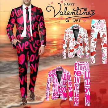 Valentino-Dieną Kostiumas Nustatyti VYRIŠKI Dviejų dalių Dovanų Core-Grafikos Kostiumas-Striukė Šalis Suknelė, Kelnės Slim Blazers 