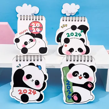Animacinių filmų Kalendorius Mielas Panda Stalinis Kalendorius, Biuro Reikmenys Time Manager Planavimo Kasdien Darbalaukio Papuošalai 2024 Dovana Draugui
