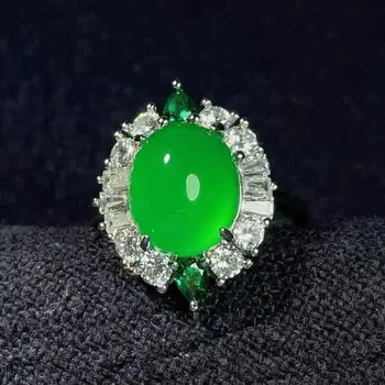Natūralaus Green Jade Žiedas Balta Rausva, Mėlyna Geltona Raudona Mianmaro Žadeitas Prabanga Cirkonis Vestuvių Žiedai Reguliuojamas Moterų Fine Jewelry