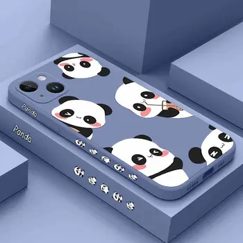 Pieno Arbata Panda Silikoninis Telefono dėklas Skirtas iPhone 14 13 12 11 Plus Pro Max Mini X XR XS 8 7 6 6S Plius Padengti
