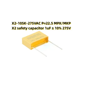 10VNT X2-105K-275VAC P=22.5 MPX/MKP X2 saugos 1uF kondensatorių ± 10% 275V