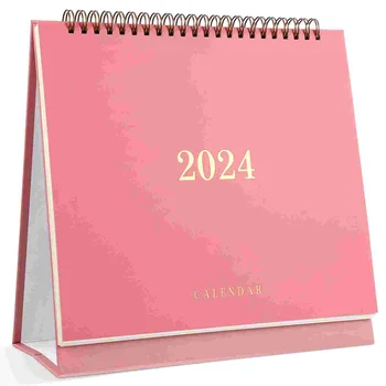 Jan 2024-Jun Stalo Kalendoriaus Blokai Planuotojas Mėnesio Kalendorius, Storas Popierius Stalinis Kalendorius (Pink)