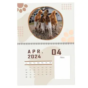 2024 M. Sieninis Kalendorius Funny Cat Kalendorius Nuo Sausio Mėn. 2024 m. Gruodis.2024 M. Dienos Grafiką Minimalistinis Biurų Sieninis Kalendorius Lengva
