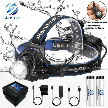 Didelės galios LED Žibintai Žvejybos Žibintų 3 Rūšių Zoomable Vandeniui Super šviesus kempingas šviesos Powered by baterijų 2x18650