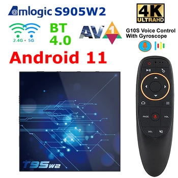 T95W2 Smart TV Box Amlogic S905W2 Quad-core 4GB 64GB 32GB 4K HDR10+ Android 11.0 Set Top Box, AV1 BT4.0 5G Dual WiFi Media Player