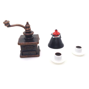 1Set 1:12 Miniatiūriniai Lėlių Kavos virimo aparatas Aparatas Kavos Puodelio Nustatyti, Mini Virtuvės Dekoro Priedai
