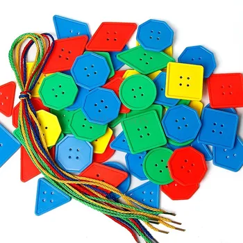 30 Vnt Montessori Žaislai, Edukaciniai Žaislai, Vaikų Ankstyvojo Mokymosi Geometrinis Blokai Threading Mygtukai Mokymo priemonių