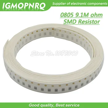 300pcs 0805 SMD Rezistorius 9.1 M ohm Chip Rezistorius 1/8W 9.1 M 9M1 omų 0805-9.1 M