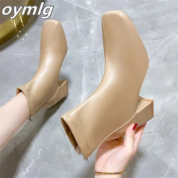 Low-cut mada batai moterims 2022 m. rudenį naujų elastinga ploni batai aikštėje kojų storas kulnas galiniai užtrauktuką 