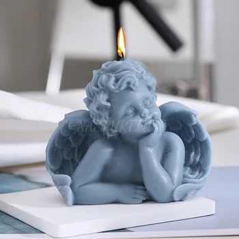 Mielas Kūdikis Angelas Silikono Žvakių Liejimo Rankų darbo 3D Lėlės Aromaterapija Gipso Muilo Molio Epoksidinės Liejimo Įrankiai, Namų Puošybai Amatai