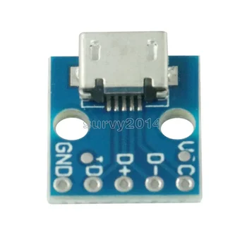 10vnt Moterų MICRO USB PANIRTI 5-Pin Pinboard 2.54 mm) 