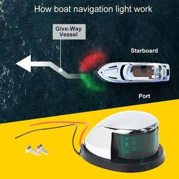 Kateris, Navigaciniai Žibintai Raudona ir Žalia LED Jūrų Navigacijos Šviesos Valtis Laivapriekio Šviesos