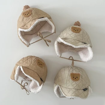 Minkštas ir Šiltas Ausų Apsaugos kepurė su Reguliuojamu Dirželiu Dizaino, Kūdikių Beanies Bžūp Madinga Žiemos galvos Apdangalai Kūdikiai