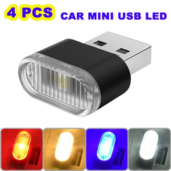Mini USB LED Automobilių Šviesos Auto Atmosferą, Neoninės Šviesos ,Plug And Play ,USB jungtis Kompiuterio, Mobiliojo Energijos Įkrovimo Naktį LED Lempos spalvų