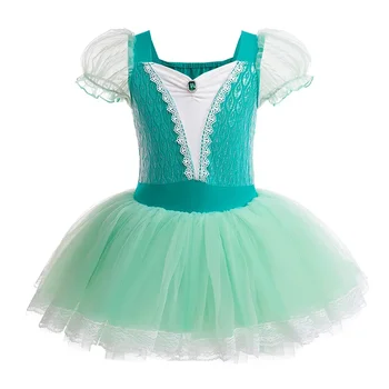 Žalia Šokėja Dress Vaikų Mergaičių Tinklinio Tutu Baleto Kostiumas Atvira Tarpkojo Etape Gimnastika Leotard Ballerina Dancewear