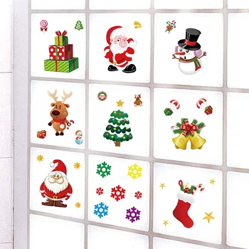 Kalėdų Elektrostatinės Lipdukas Langą Tvirtai Laikosi Decal Animacinių Filmų Kalėdų Senelis Sniego Snaigė Refrige Sienų Lipdukai Kalėdų Dekoracijos