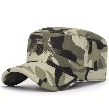 Vyriški Karinės Kepurės Kamufliažas Flat Top Hat Išsiuvinėti Armijos Dangteliai, Lauko Gorra Militar Kepurės Vyrams