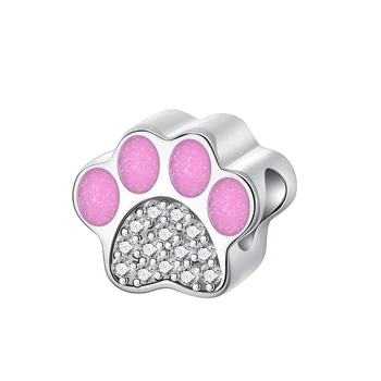 925 Sterling Silver Pink Cat Letena Pet Serijos Granulės, Tinkami Originalus Pandora Apyrankės Karoliukai Karoliai 