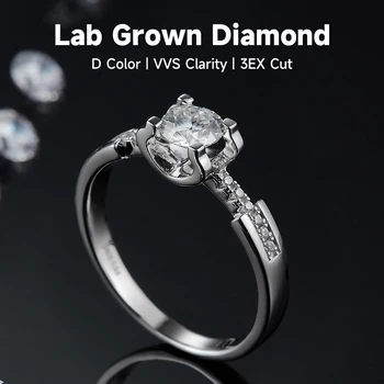 0.5 CT Deimantų Moterų Žiedas Pasiūlymas Vestuvių Prabanga Jaučio Galvos Žiedu Sterlingas Sidabro Laboratorijoje Auginami Deimanto Žiedas su NGIC Pažymėjimas