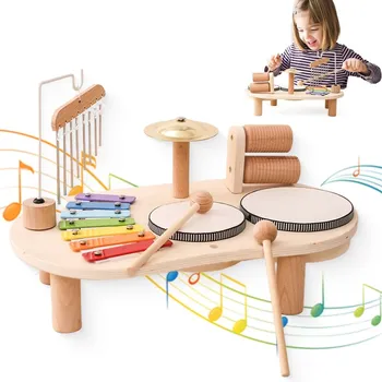 Kūdikių Mediniai Montessori Žaislai Bandstand Modelis, Nuimamas Nustatyti Mobiliųjų Būgno Vaikams Įspūdį Mokymosi Žaislai Naujagimiams Gimtadienio Dovana