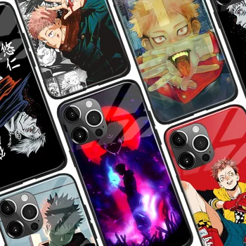 Sukuna Yuji Itadori Džiudžiutsu Kaisen Anime Minkšto Silikono Stiklo Telefono dėklas skirtas iPhone 7 8 14 Plius XR X XS 11 12 13 Mini 14 Pro Max