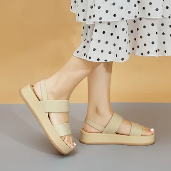 Nauji Bateliai Moterims Storio Apačioje Moterų Sandalai Sprogstamųjų Stilių, Paprastų Moterų Batai vientisos Spalvos Batai Moteriška Atidaryti Tne Sandalai