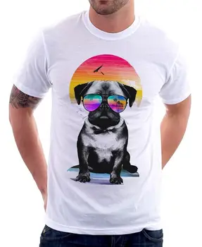 PUG Gyvenimo šuo mielas Vasaros Pug balta atspausdintas t-shirt OZ9412 ilgomis rankovėmis