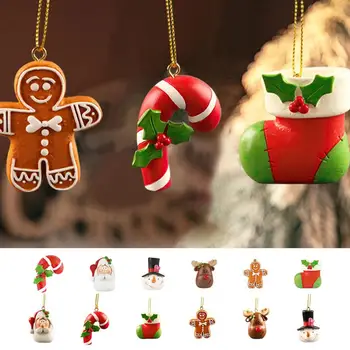 6pcs Kalėdų Senį Papuošalai Meduoliai su imbiero priedais Vyrų Figūrėlės Darbalaukio Ornamentu Kalėdų Skulptūros Kalėdų Eglutės Girliandą