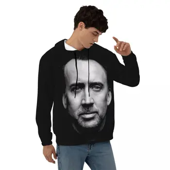 Nicolas Cage Atsitiktinis Hoodies Top Star y2k Mielas Aksomo Šilti Megztiniai su Gobtuvu Žiemos Ilgos Rankovės korėjos Mados Negabaritinių Hoodie