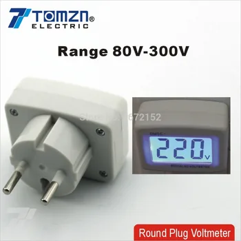 LCD AC Skaitmeninis voltmetras Voltmeter 80-300V Jungiklis EURO 2 Turas Plug Voltų Elektros Stebėti AC Panle Metrų mėlynas apšvietimas