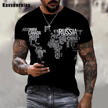 Pasaulio Žemėlapyje 3D Atspausdintas Vyrų T-shirt Unisex Berniukų, Vyrų 2022 Naujausias Mados T Marškinėliai Atsitiktinis Negabaritinių Tee Marškinėliai