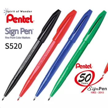 1PC Pentel Pasirašyti Pen,S520 Pluošto Patarimas Žymeklis Rašikliai Spalva Fineliner 2mm Plunksnų 1mm Linijos Plotis Bendrieji Rašymo, Piešimo, Doodling