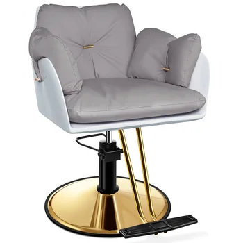 Baasha Aukso Salonas, Kėdė, Plaukų Salonas Kėdė su atnaujintais Patogi Pagalvėlė, 360°Pasukama Pilkos spalvos Salonas Kėdė Plaukų Stilistas