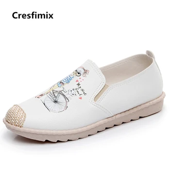 Cresfimix chaussures plokštės supilkite femmes moterų atsitiktinis patogiai drobės butas batai moteriška mielas pavasarį & vasarą užsivilkti mokasīni