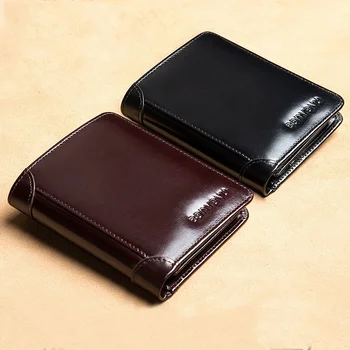 Nauji odiniai vyriški anti-theft teptuku Derliaus ultra-plonas multi-funkcija ID kreditinės kortelės vertikalus krepšys Trumpas piniginės savininkas rankinėje