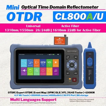 Mini OTDR OPM AMINOETANOLIAI VFL Renginio Žemėlapį Pastatyta 60-100KM 1310/1550nm 1610nm Active Fiber Multi In 1 Optinis Laiko Domain Reflectometer