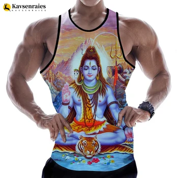 Dievas Induizmo Dievas, Viešpats Šiva 3D Atspausdintas tankų 2023 Karšto Mados Vyrų Bako Viršuje Streetwear Negabaritinių marškinėliai (be Rankovių) Rankovių Viršūnes Tees