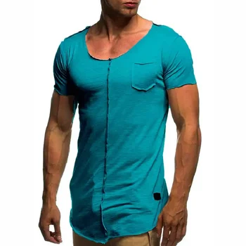 B536 Vyrų Mados Kratinys Marškinėliai trumpomis Rankovėmis Kietas vyriški marškinėliai Atsitiktinis Vasaros Top Tee Marškinėliai Mens Fitneso Slim camiseta