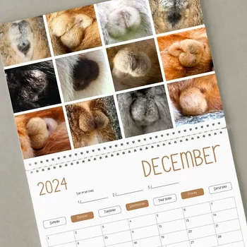 1 VNT Funny Cat Kalendoriaus - Juokinga Dovana - Katės Sėdmenų Kalendorius 2024 Kaip Parodyta Popieriaus Katė- - Katė Sėklides - Baltas Dramblys