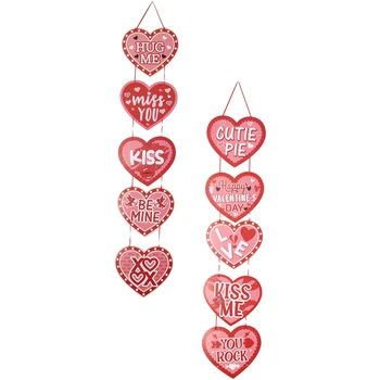 1Set Valentino Dienos Tema Širdies Duris Pakabos linksmos Valentino Dienos Šalies Apdaila Popieriaus