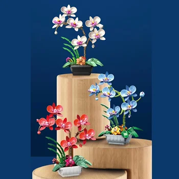 Nelyginant gėlė Phalaenopsis gėlių puokštė bonsai merginos surinkti žaislai siųsti, dovanos mergaitėms