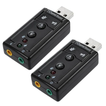 2X 7.1 Kanalo USB Išorinės Garso plokštės Garso Adapteris