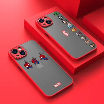 Marvel spiderman animacinių filmų vaizdo Telefono dėklas Skirtas iPhone 14 13 12 11 XS XR Pro MAX 8 7 6 Plius Matinio Skaidrus Matinis Dangtelis