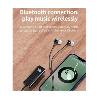 Bluetooth 5.3 Imtuvas 3.5 mm AUX Adapteris, skirtas Automobilių Ausinių Garsiakalbio Muzikos Belaidžio Garso Imtuvą,su Kabeliui