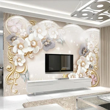 Custom 3d tapetai Europos stiliaus rūmai, auksiniai papuošalai gėlių TV fono sienos kambarį miegamasis apdailos dažymo обои